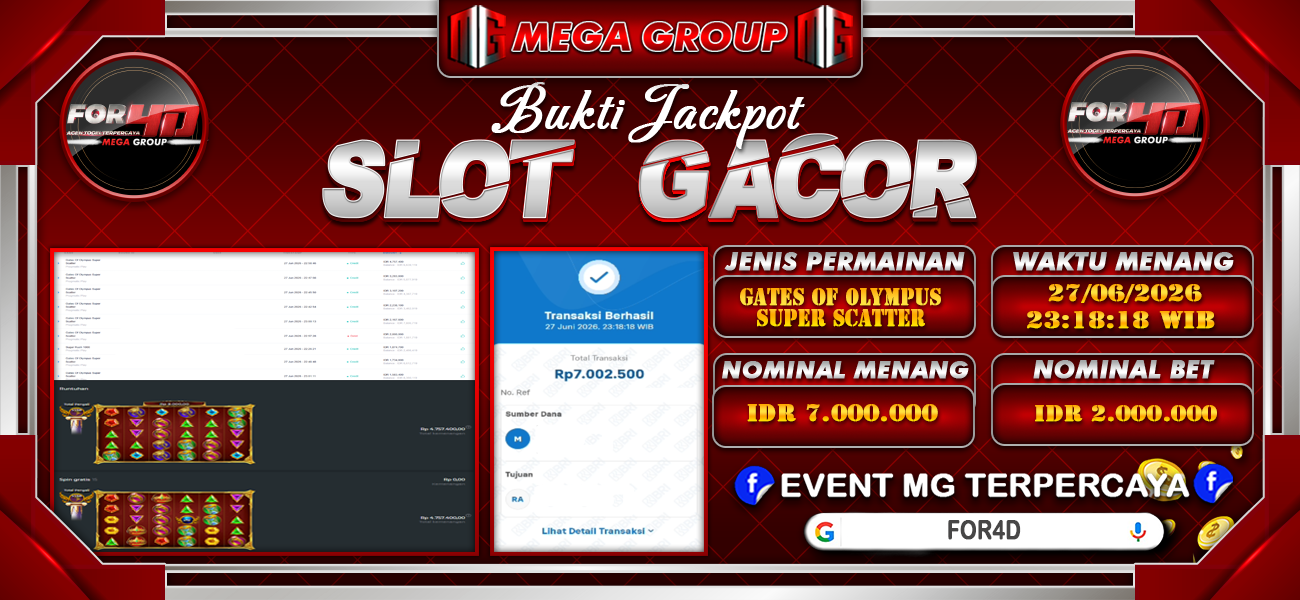 Bukti JP situs For4D hari Sabtu, 27 Juni 2026